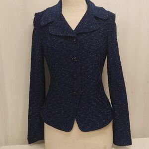 Blue With 4 Purple Flower Buttons Jacket
